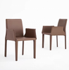 Chaise de salle à manger avec accoudoirs en cuir Saddle