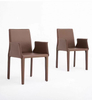 Chaise de salle à manger avec accoudoirs en cuir Saddle